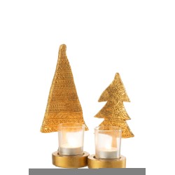 Photophore de Noël en résine or 9.5x8.5x17.5 cm