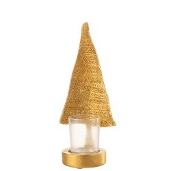Photophore avec sapin de Noël en polyester or