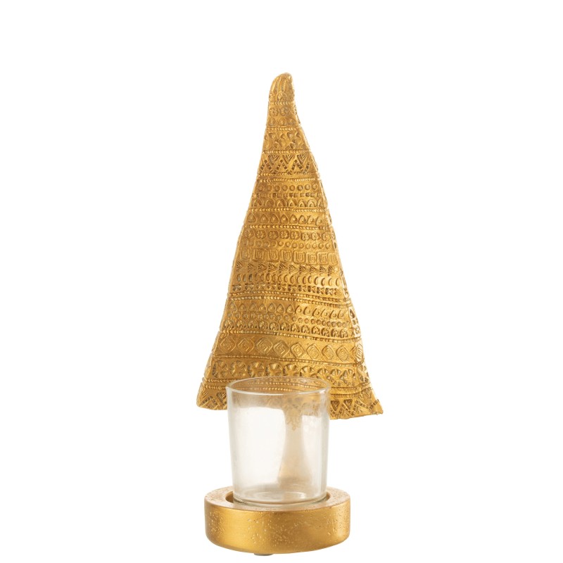 Photophore avec sapin de Noël en polyester or