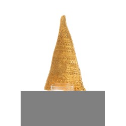 Portavelas de Navidad en resina dorada de 10x8.5x23 cm