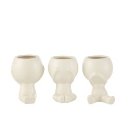 Lot de 3 pot à fleurs en céramique blanche 9x6x11cm