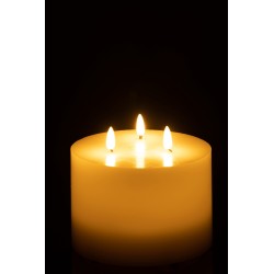 Bougie led 3 lumières en paraffine blanc 15x15x14cm