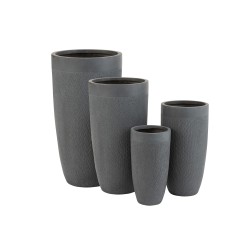 SET DE 4 VASE ROND HAUT ARGILE GRIS