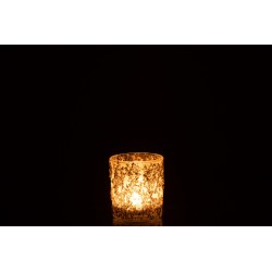 Photophore pailletés en verre champagne 7x8cm