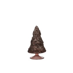 Árbol de Navidad decorativo con efecto helado de vidrio marrón oscuro de 15 cm de altura