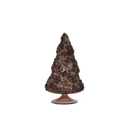 Árbol de Navidad decorativo con efecto helado de vidrio marrón oscuro de 17 cm de altura