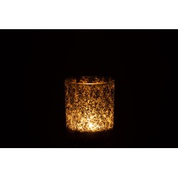 Photophore à pierres fines en verre gris vert 9x10cm