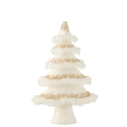 Árbol de Navidad de terciopelo y plumas blancas de 50 cm de altura