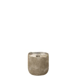 PHOTOPHORE FROSTY ROND VERRE ARGENT MEDIUM