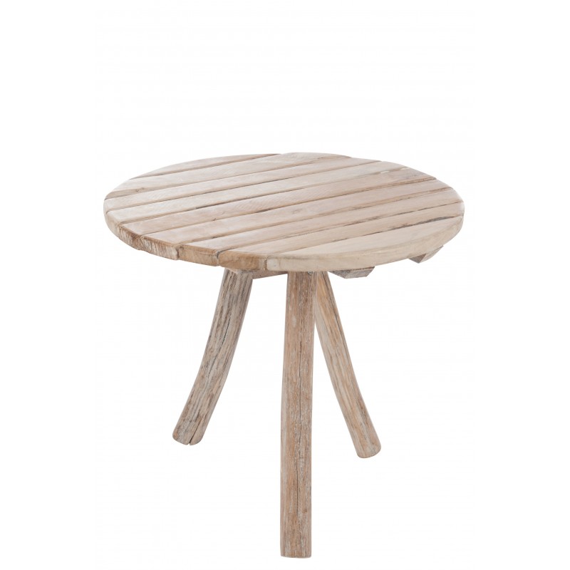 Table ronde 3 pieds en bois naturel