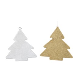 Lot de 2 sous-verres en forme de sapin en verre argent et doré L13cm