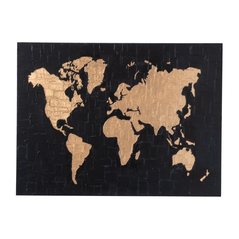 PEINTURE PLANISPHERE CANEVAS/BOIS NOIR/OR PEINTURE PLANISPHERE CANEVAS/BOIS NOIR/OR