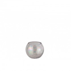 Portavelas de vidrio en forma de bola de color malva de 12x12x10 cm