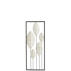 Decoration Murale Feuilles Metal Argent H 74,5 cm