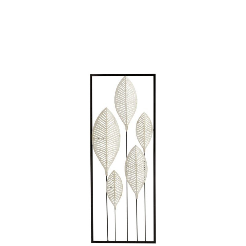 Decoration Murale Feuilles Metal Argent H 74,5 cm