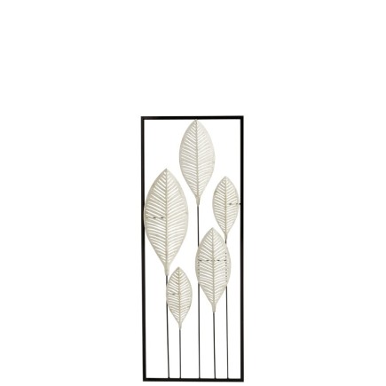 Decoration Murale Feuilles Metal Argent H 74,5 cm