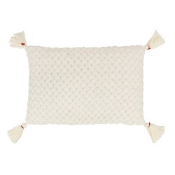 Coussin rectangulaire crochet avec frange en acrylique blanc 58x39cm