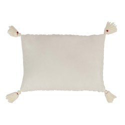Cuscino rettangolare all'uncinetto con frangia acrilica bianca 58x39cm