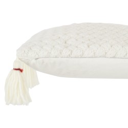 Coussin rectangulaire crochet avec frange en acrylique blanc 58x39cm
