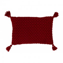 Coussin rectangulaire crochet avec frange en acrylique rouge 58x39cm