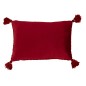 Cuscino rettangolare all'uncinetto con frangia acrilica rossa 58x39cm Cuscino rettangolare all'uncinetto con frangia acrilica rossa 58x39cm
