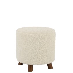 Pouf sur pied en polyester blanc 42x42x41cm