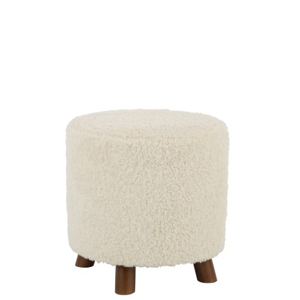 Pouf sur pied en polyester blanc 42x42x41cm