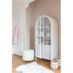 Pouf sur pied en polyester blanc 42x42x41cm