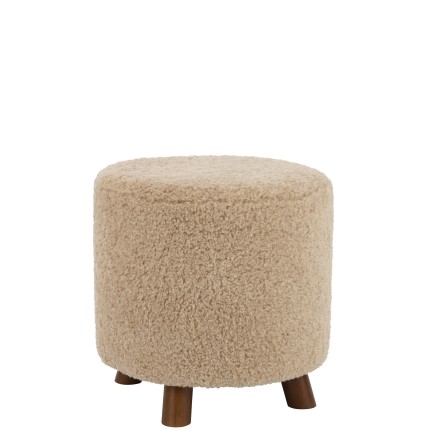 Puf de pie de poliéster beige de 42x42x41cm.