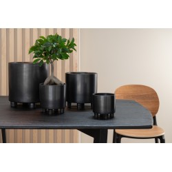Cache-pot sur pied en céramique noir 26x16x27cm