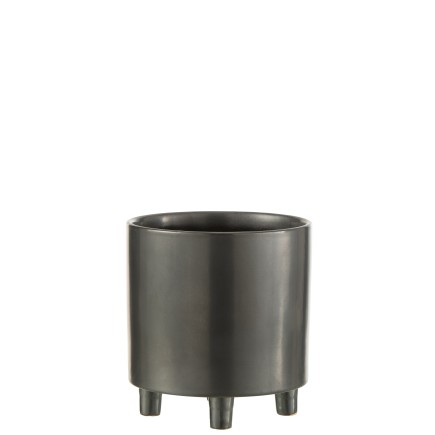 Macetero de cerámica negra con soporte de 21x21x21cm