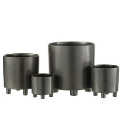 Cache-pot sur pied en céramique noir 21x21x21cm