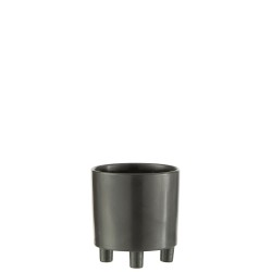 Macetero de cerámica negra con soporte de 15x15x16cm