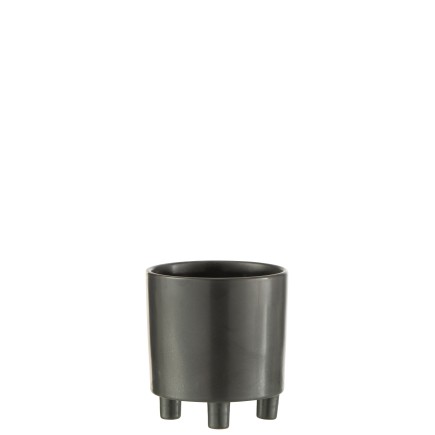 Macetero de cerámica negra con soporte de 15x15x16cm