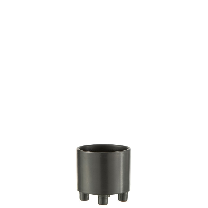 Cache-pot sur pied en céramique noir 12.5x12.5x12cm Cache-pot sur pied en céramique noir 12.5x12.5x12cm
