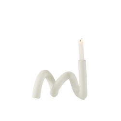 Candelabro retorcido de cerámica blanca 27x15x18cm