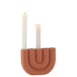 Candelabro arco de 5 velas de cerámica naranja 17x3x13cm