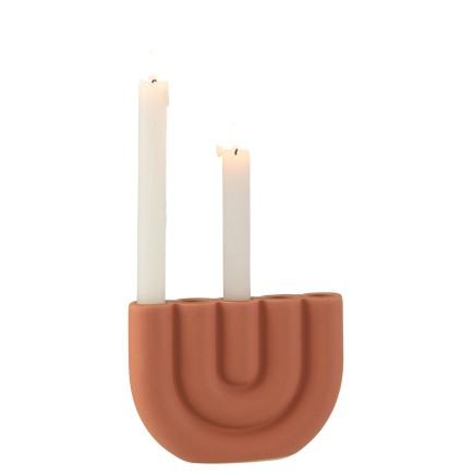 Candelabro arco de 5 velas de cerámica naranja 17x3x13cm
