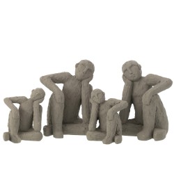Set de 2 serre-livres personnages assis en ciment gris 13x12x17cm