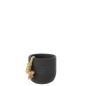 Cache-pot avec singe or en céramique noir 18x14x14cm Cache-pot avec singe or en céramique noir 18x14x14cm