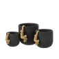 Cache-pot avec singe or en céramique noir 18x14x14cm Cache-pot avec singe or en céramique noir 18x14x14cm