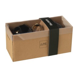 Set di 2 tazze per gatti in porcellana nera e oro 14x10x9cm