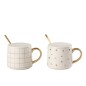 Lot de 2 mugs avec couvercle en porcelaine blanche 8x12x8cm Lot de 2 mugs avec couvercle en porcelaine blanche 8x12x8cm