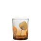 Photophore avec feuilles séchées ocre en verre transparent 8x10cm Photophore avec feuilles séchées ocre en verre transparent 8x10cm