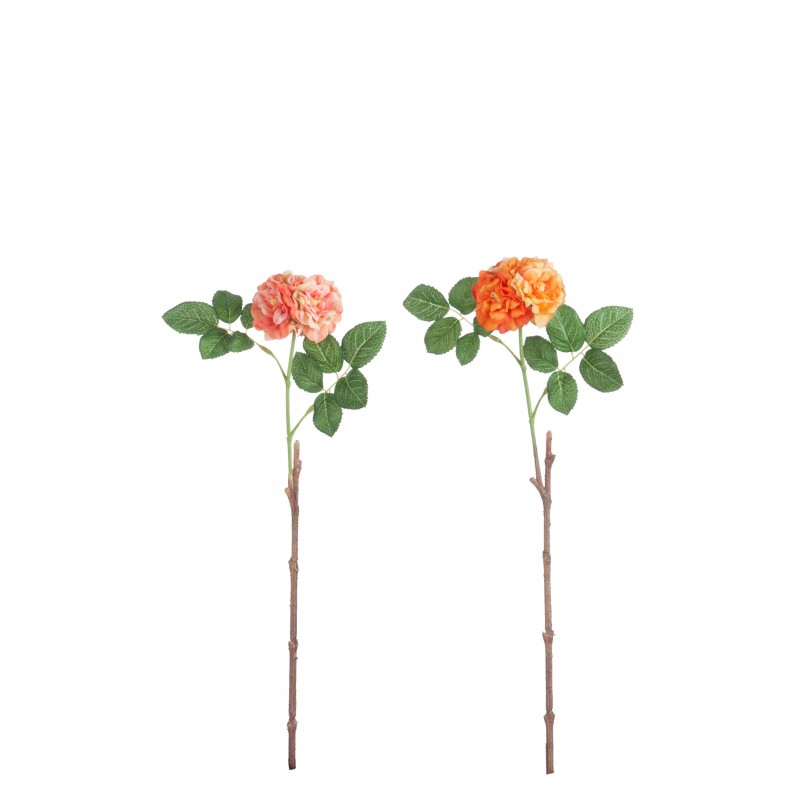 Set de 2 roses en plastique orange 15x7x46 cm