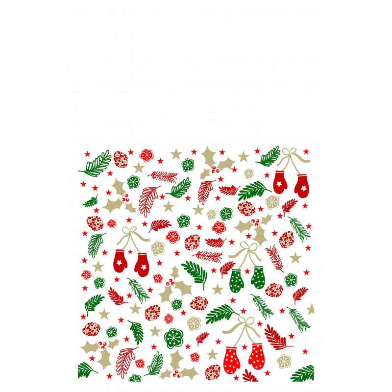 Paquet de 12 serviettes Noël en papier blanc 20x20cm