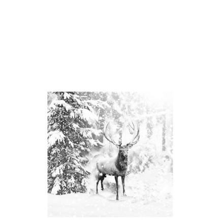 Paquet de 20 serviettes cerf en papier noir et blanc 16x16cm