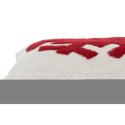 Cuscino a fiocchi in acrilico bianco e rosso 45x45cm