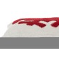 Cuscino a fiocchi in acrilico bianco e rosso 45x45cm