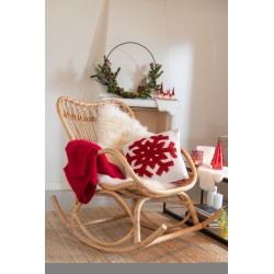 Cuscino a fiocchi in acrilico bianco e rosso 45x45cm